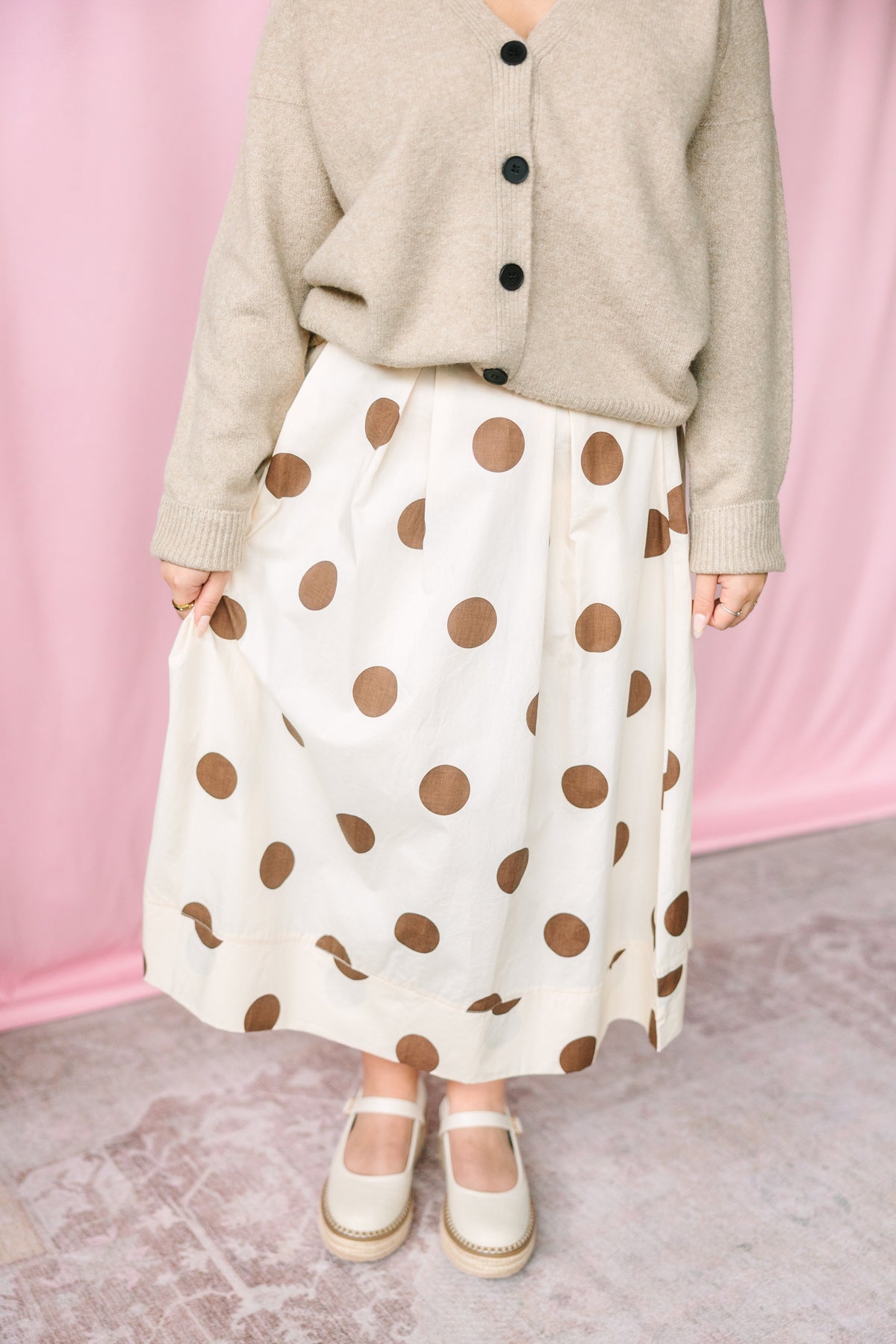 Polka Dot Midi Skirt