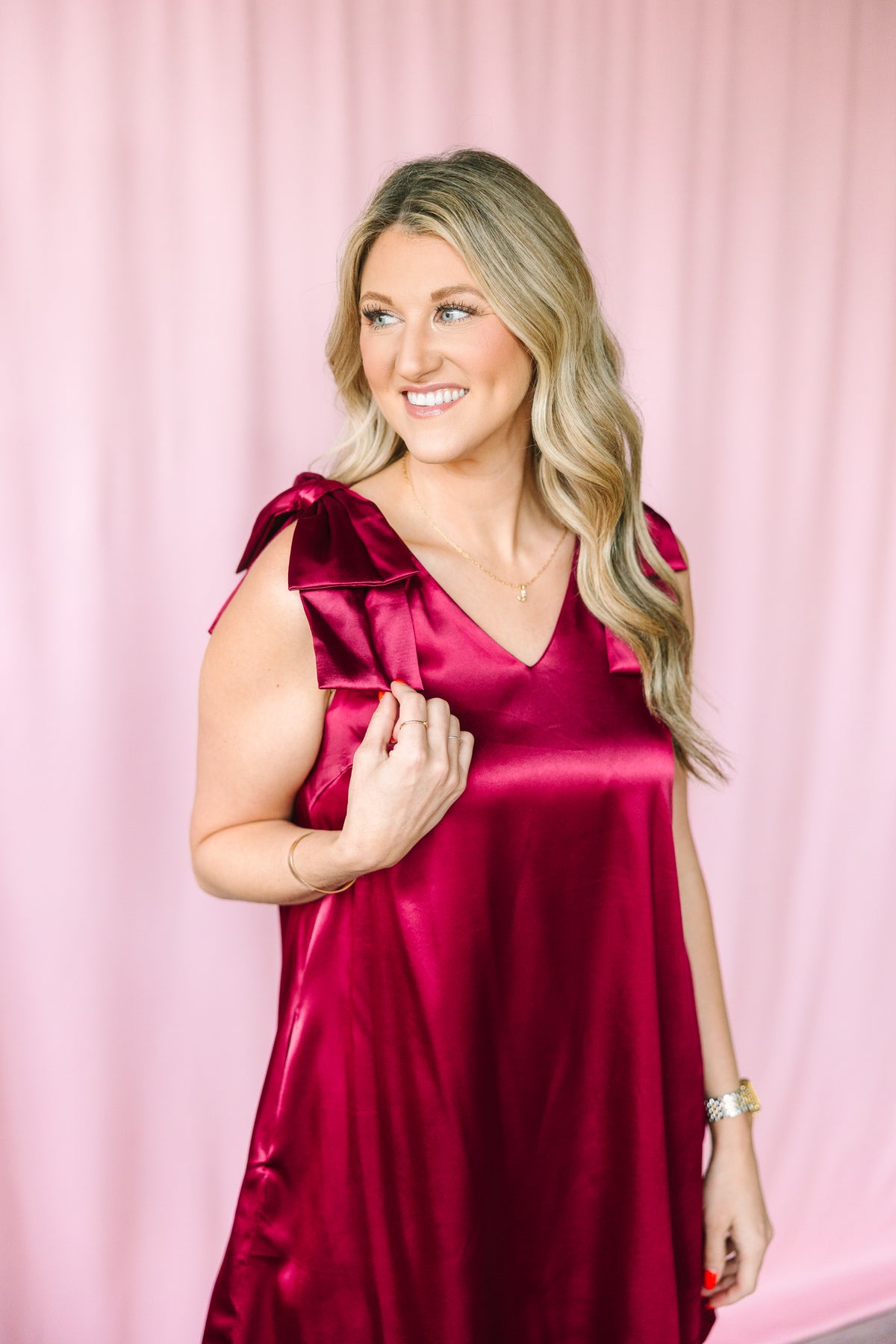 Burgundy Satin Mini Dress