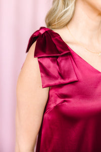 Burgundy Satin Mini Dress