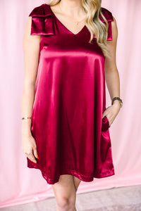 Burgundy Satin Mini Dress