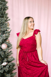 Ruby Velvet Waist Midi Dress
