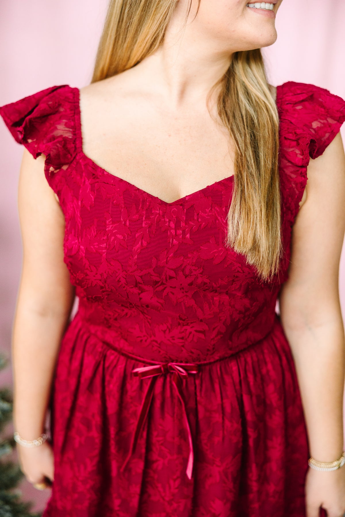 Ruby Velvet Waist Midi Dress