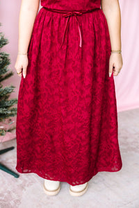 Ruby Velvet Waist Midi Dress
