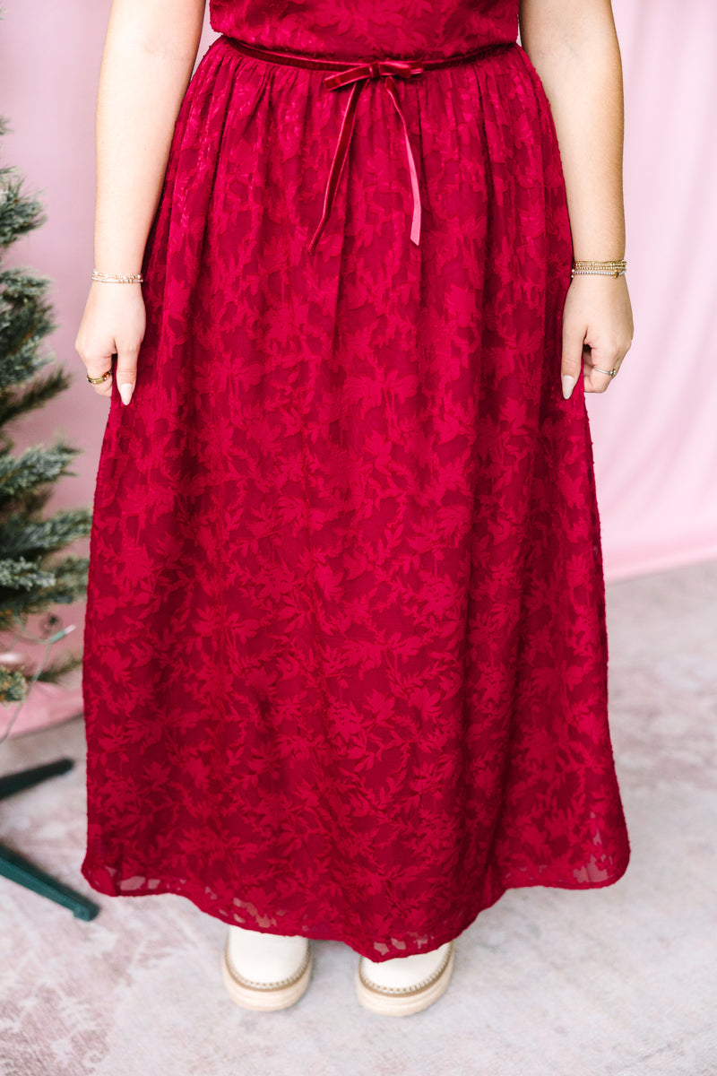 Ruby Velvet Waist Midi Dress