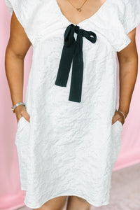 White Floral Textured Mini Dress