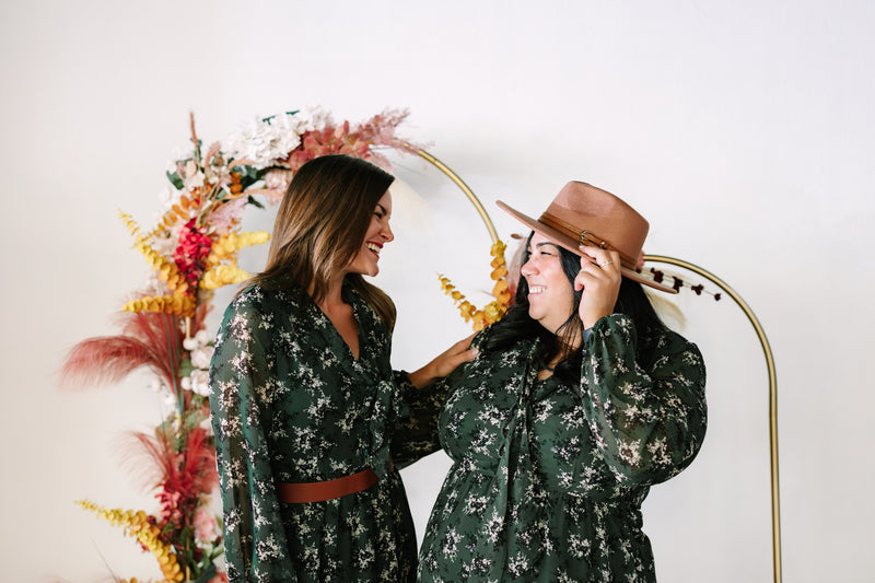 Green Floral Chiffon Dress