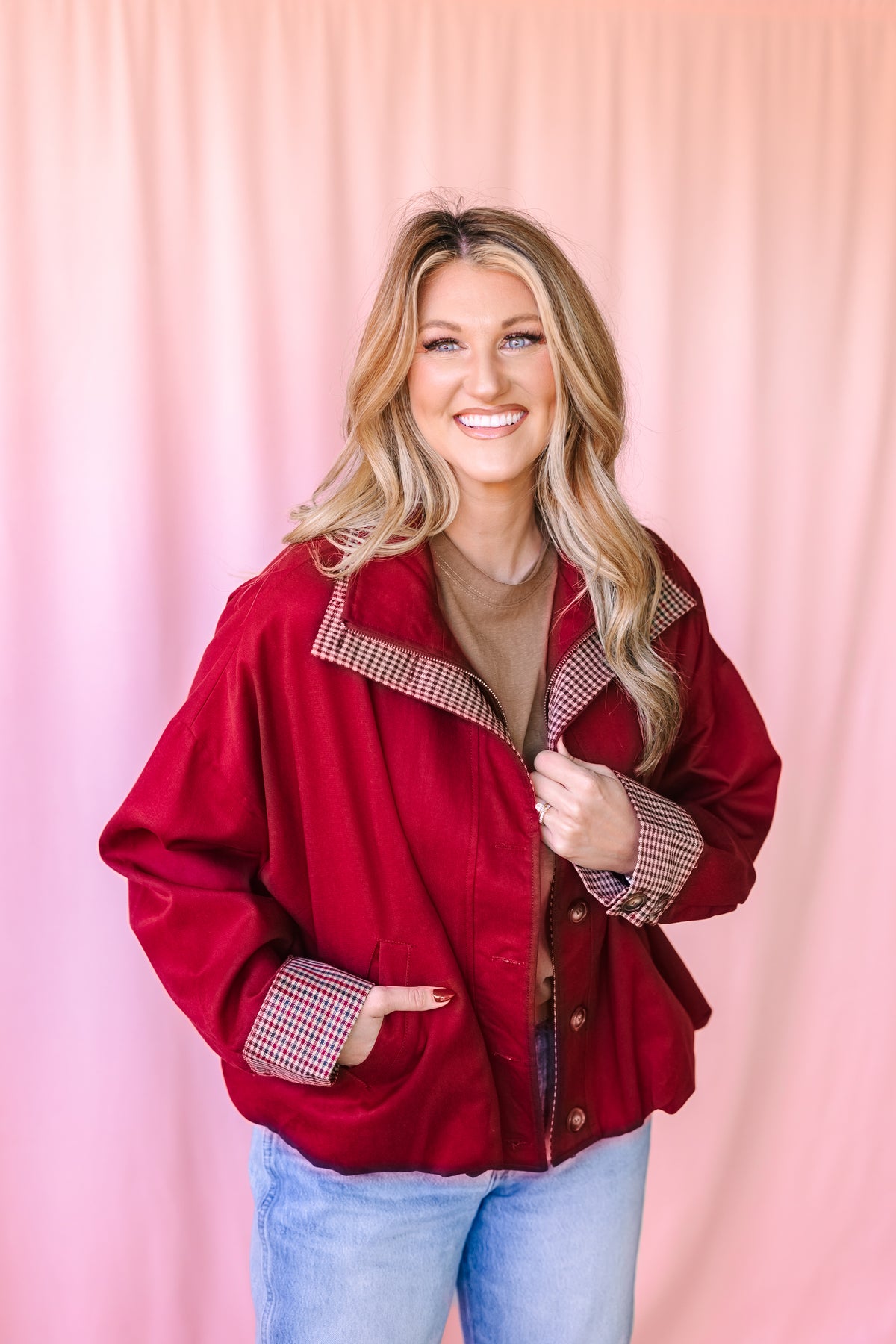 Houndstooth Contrast Coat
