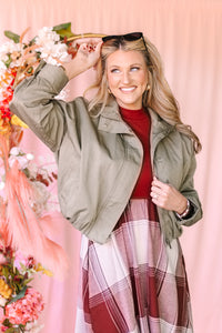 Olive Mock Neck Jacket