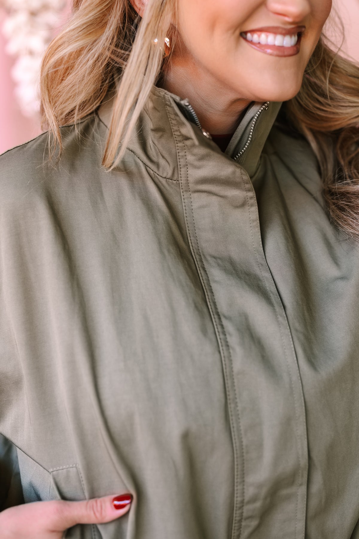 Olive Mock Neck Jacket