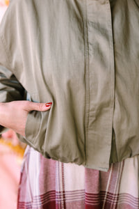 Olive Mock Neck Jacket