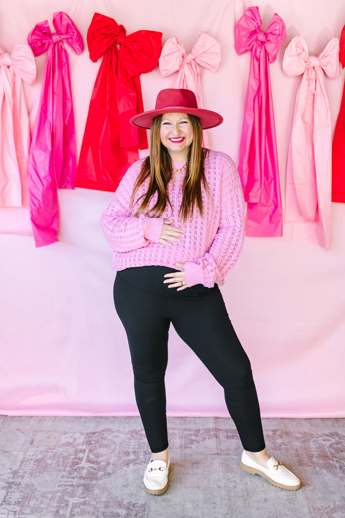 Pink Crochet Sweater Top