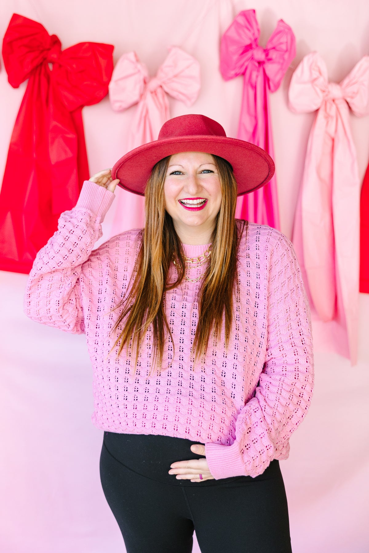 Pink Crochet Sweater Top