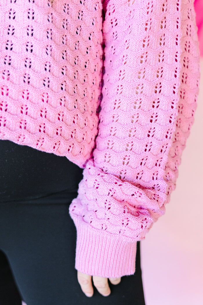 Pink Crochet Sweater Top