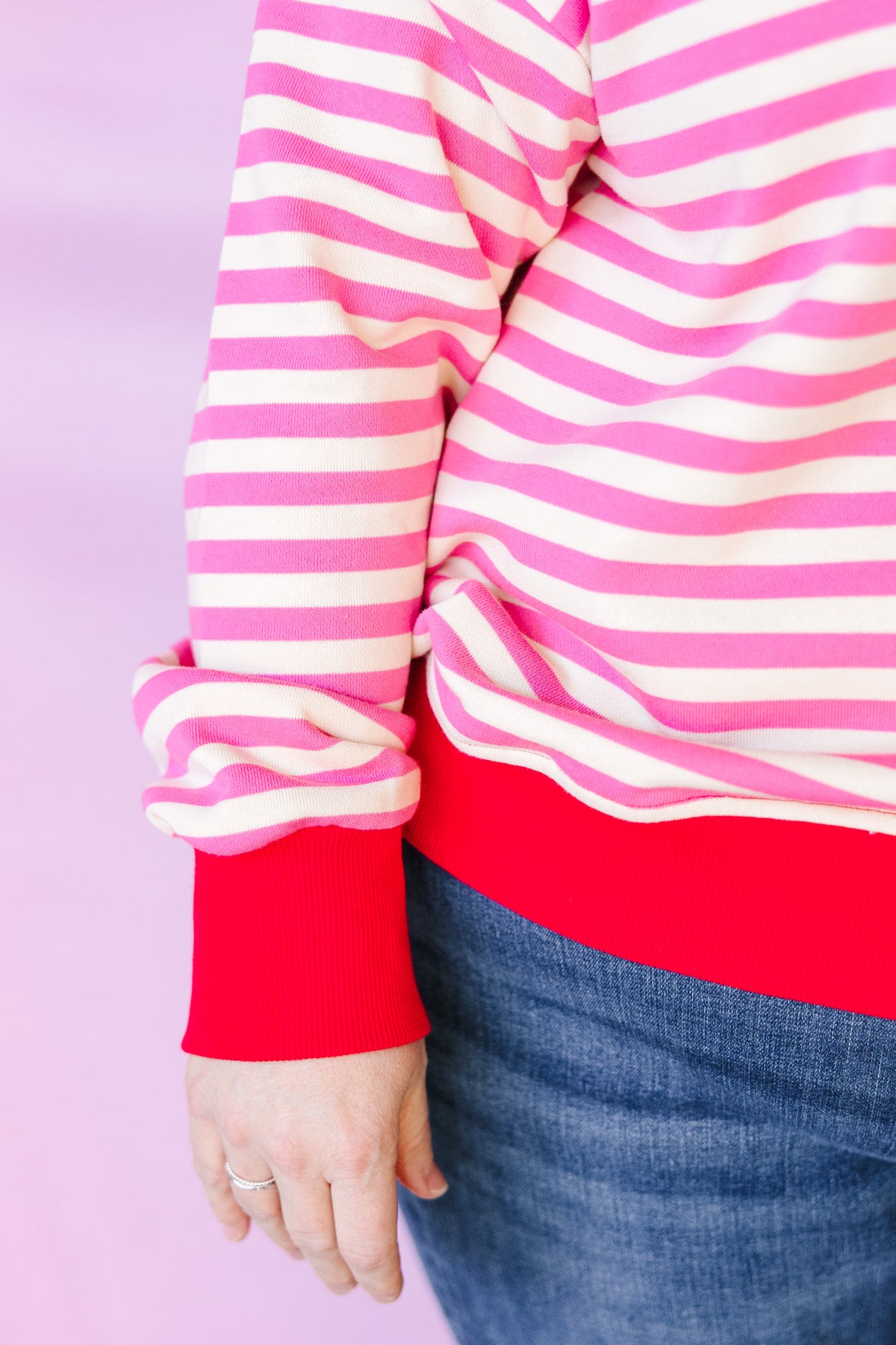 Cotton Candy Pink Contrast Sweatshirt