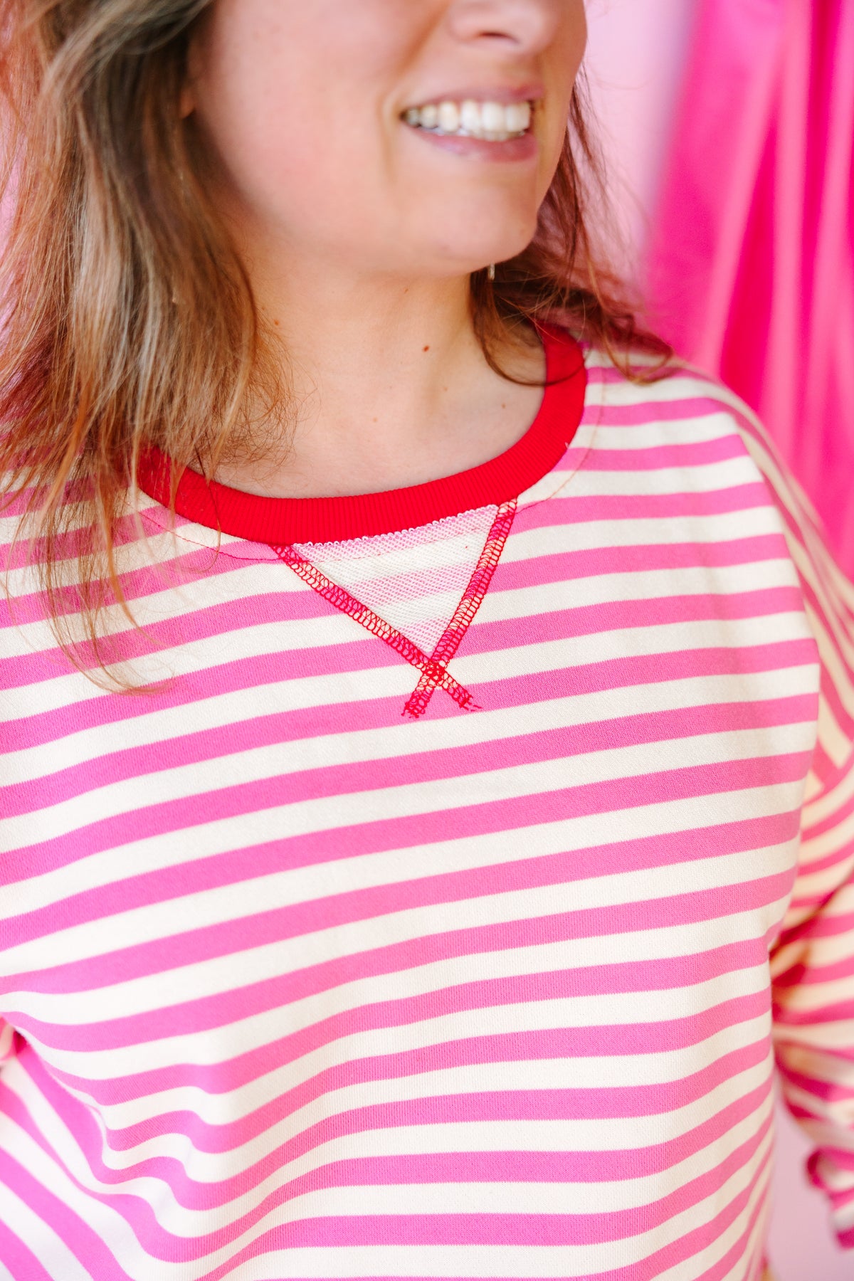 Cotton Candy Pink Contrast Sweatshirt