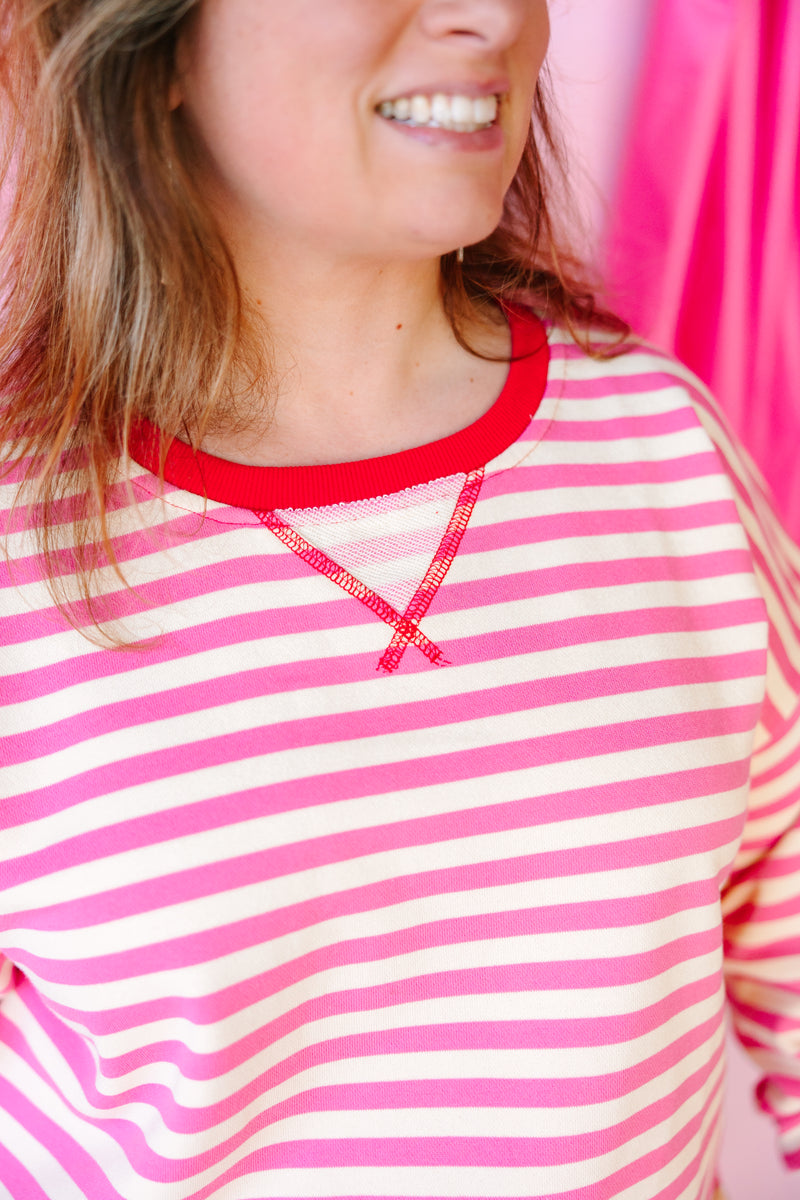 Cotton Candy Pink Contrast Sweatshirt