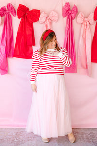 Striped Puff Sleeve Knit Top