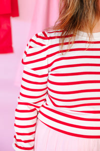 Striped Puff Sleeve Knit Top