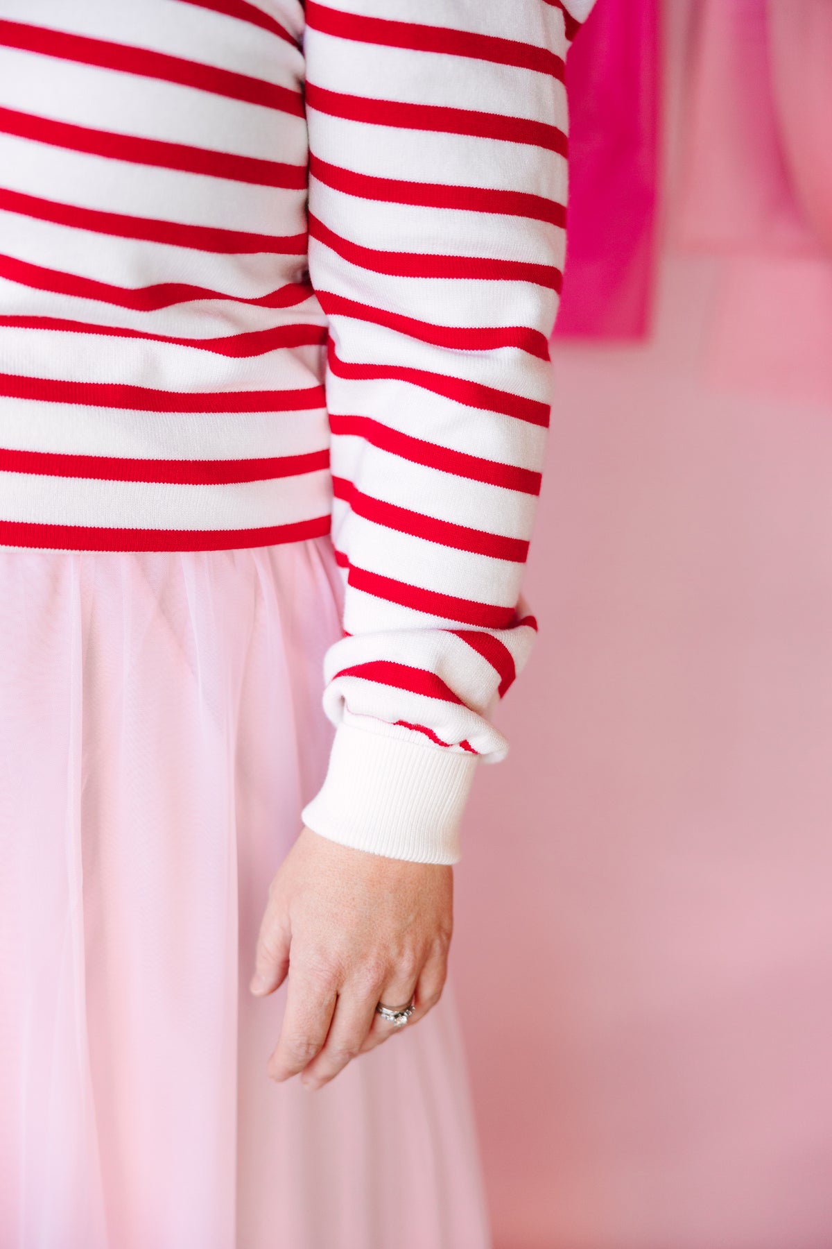 Striped Puff Sleeve Knit Top