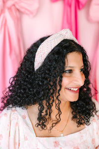 Pink Tweed Sparkle Padded Knot Headband