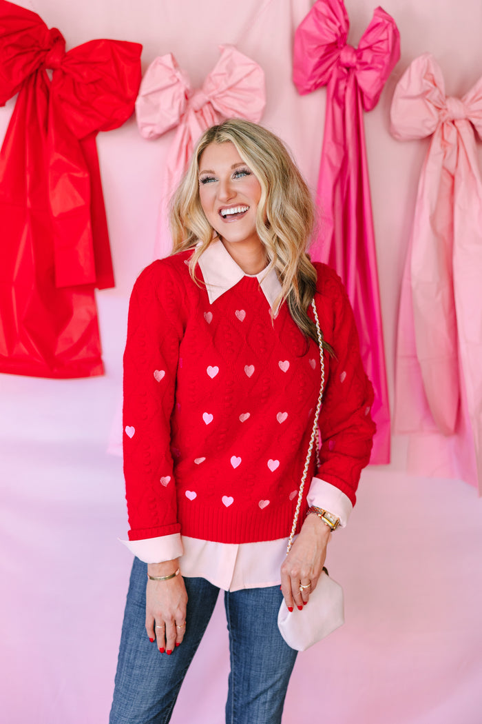 Pink Hearts Sweater