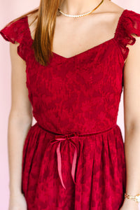 Ruby Velvet Waist Midi Dress