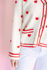 Red Embroidered Heart Cardigan