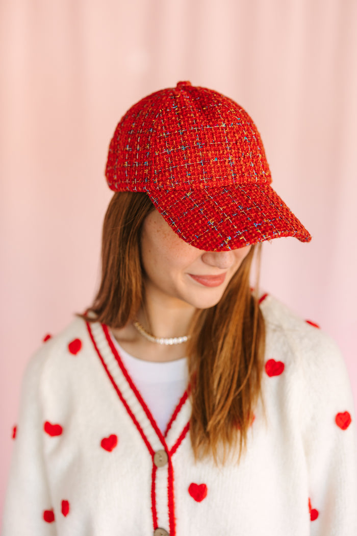 Red Moxie Tweed Baseball Hat