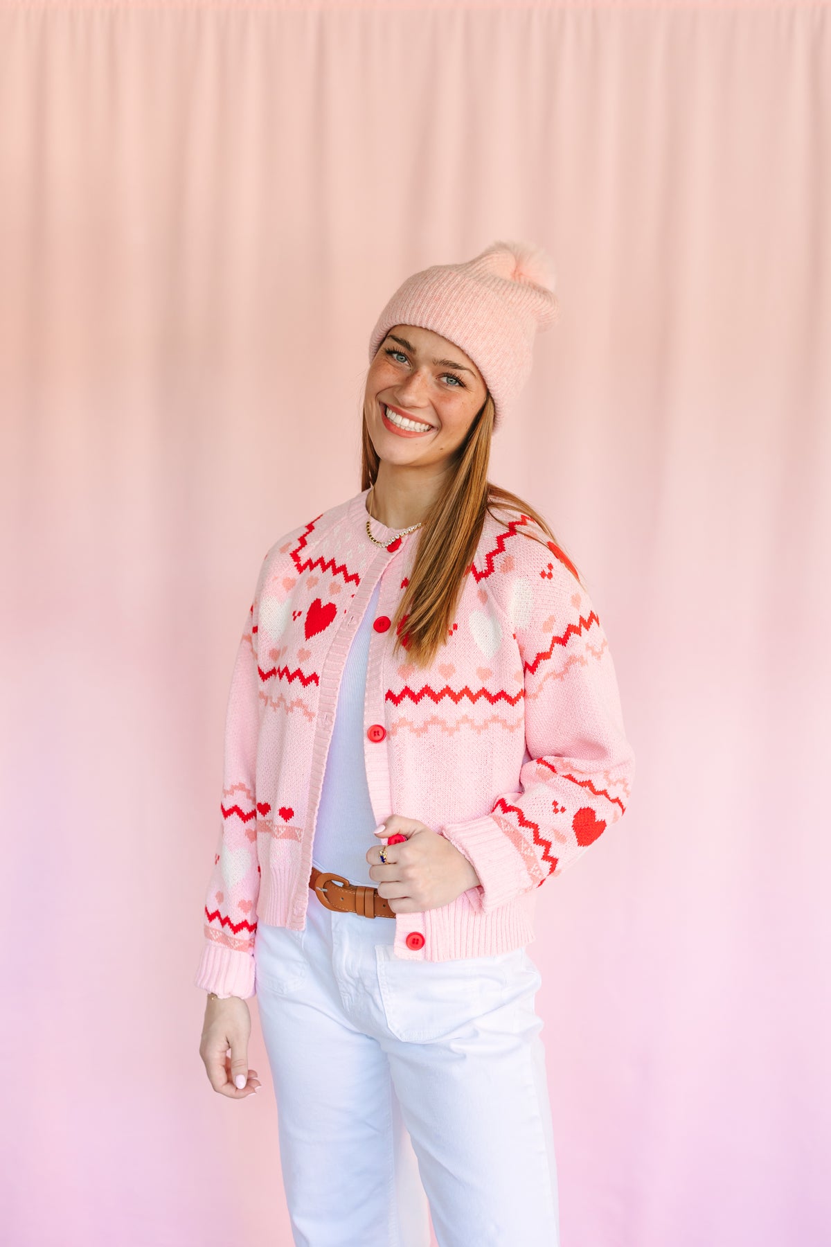 Pink Heart Cardigan