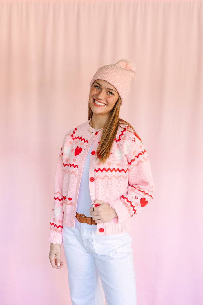 Pink Heart Cardigan