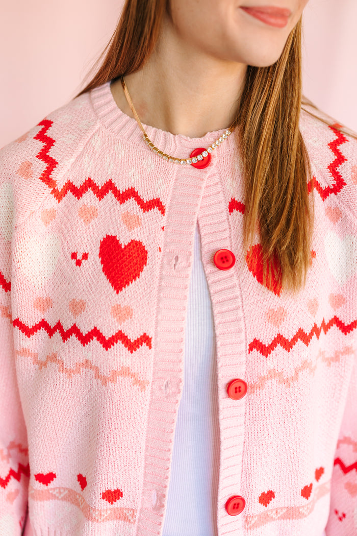 Pink Heart Cardigan