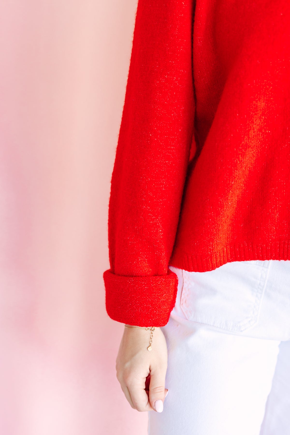 Red Puff Sleeve Cardigan