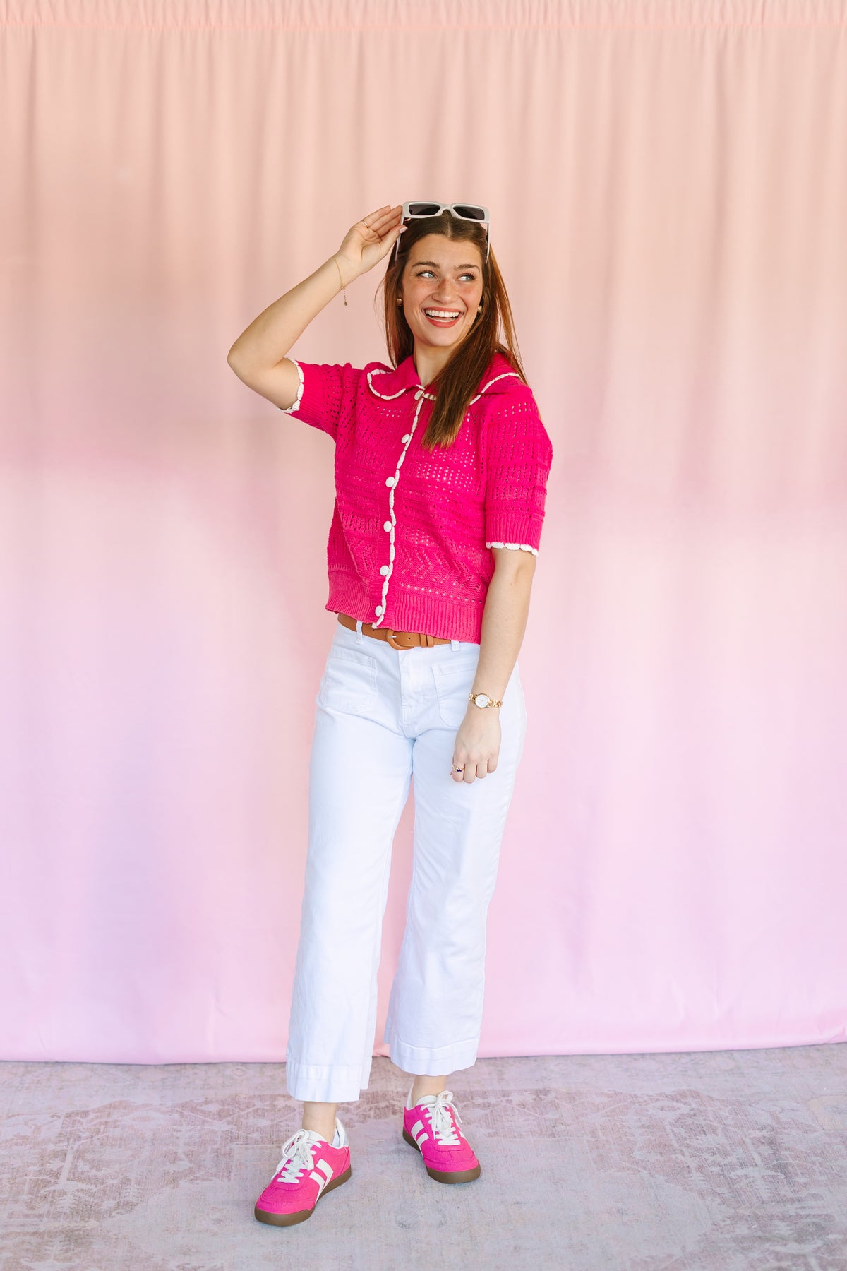 Pink Pointelle Sweater