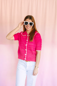 Pink Pointelle Sweater