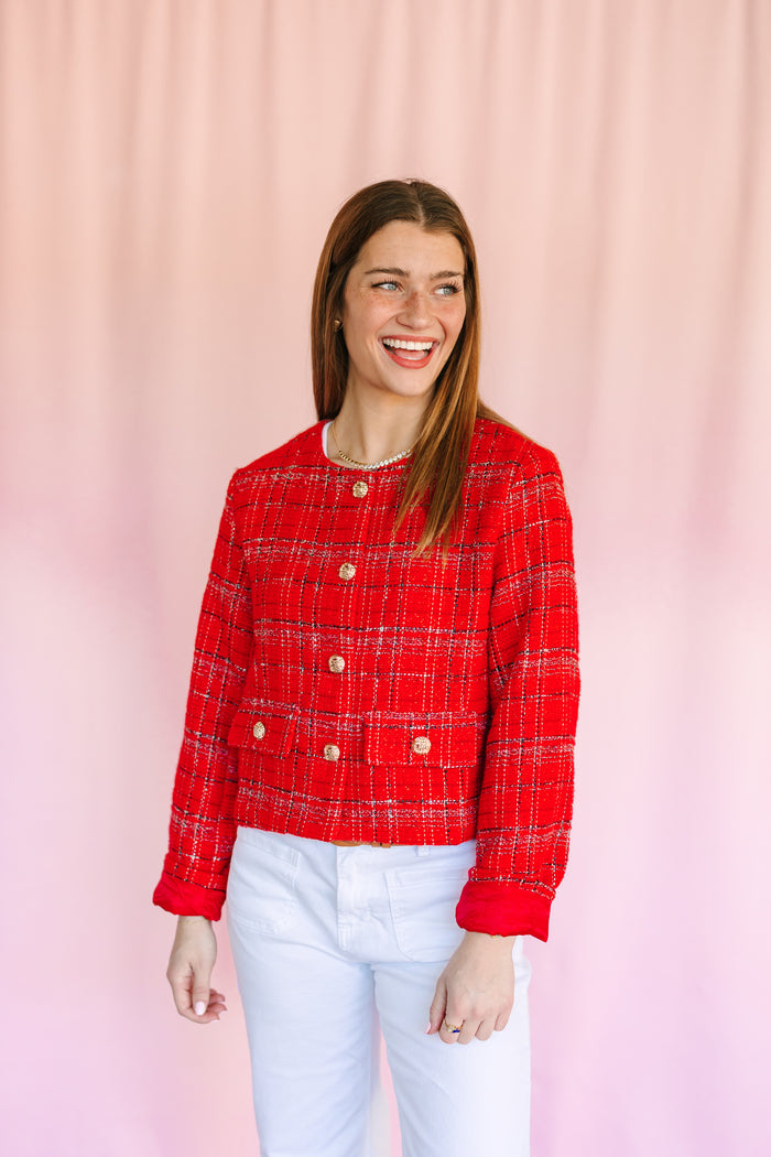 Red Tweed Holiday Jacket