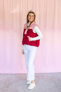 Color Block Fleece Puffer Vest