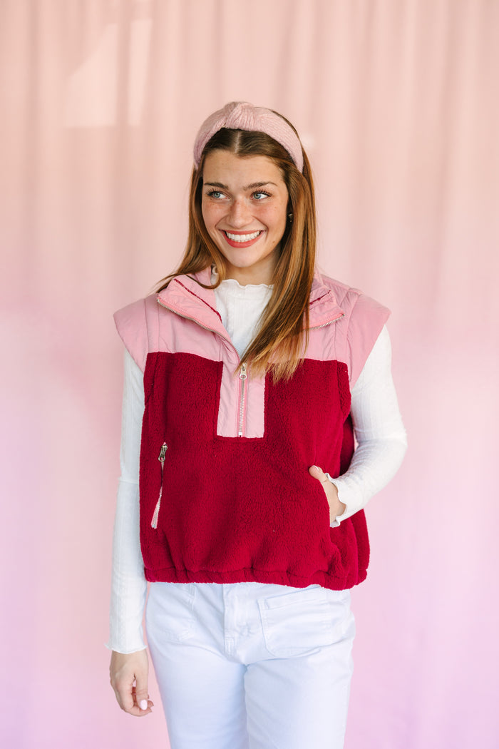 Color Block Fleece Puffer Vest