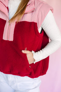 Color Block Fleece Puffer Vest