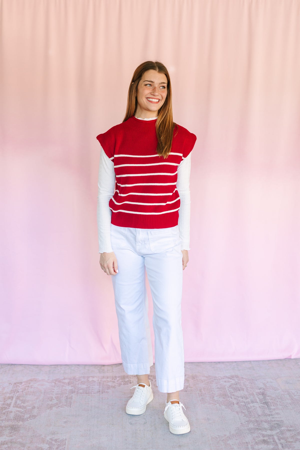Burgundy Striped Sweater Vest