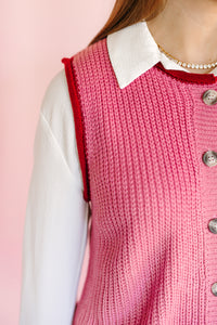 Pink Contrast Sweater Vest