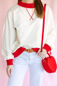 Color Block Mock Neck Terry Sweatshirt