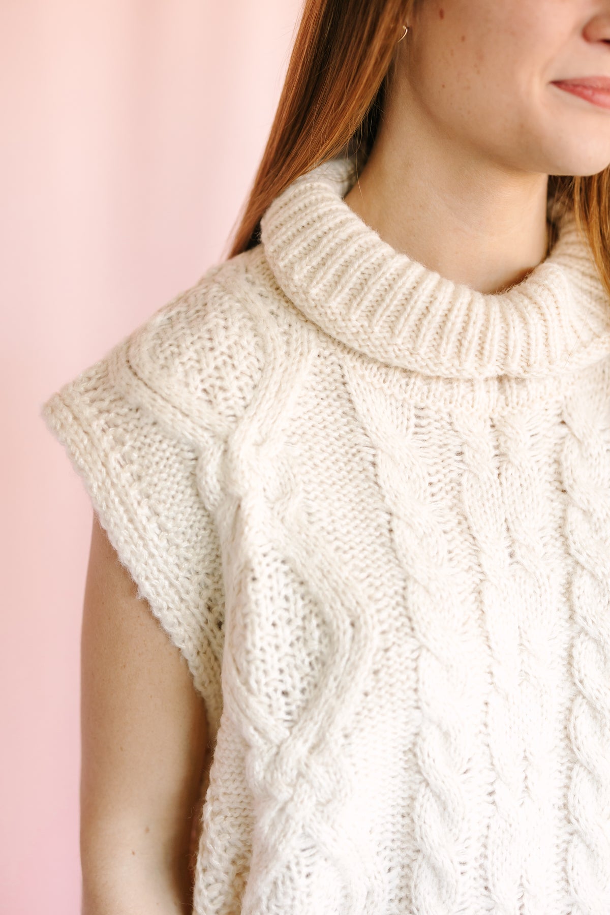 Ivory Cable Knit Turtle Neck