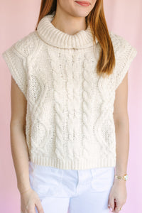 Ivory Cable Knit Turtle Neck