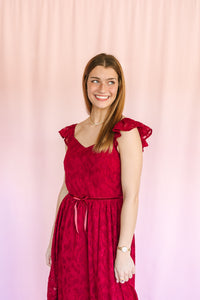 Ruby Velvet Waist Midi Dress