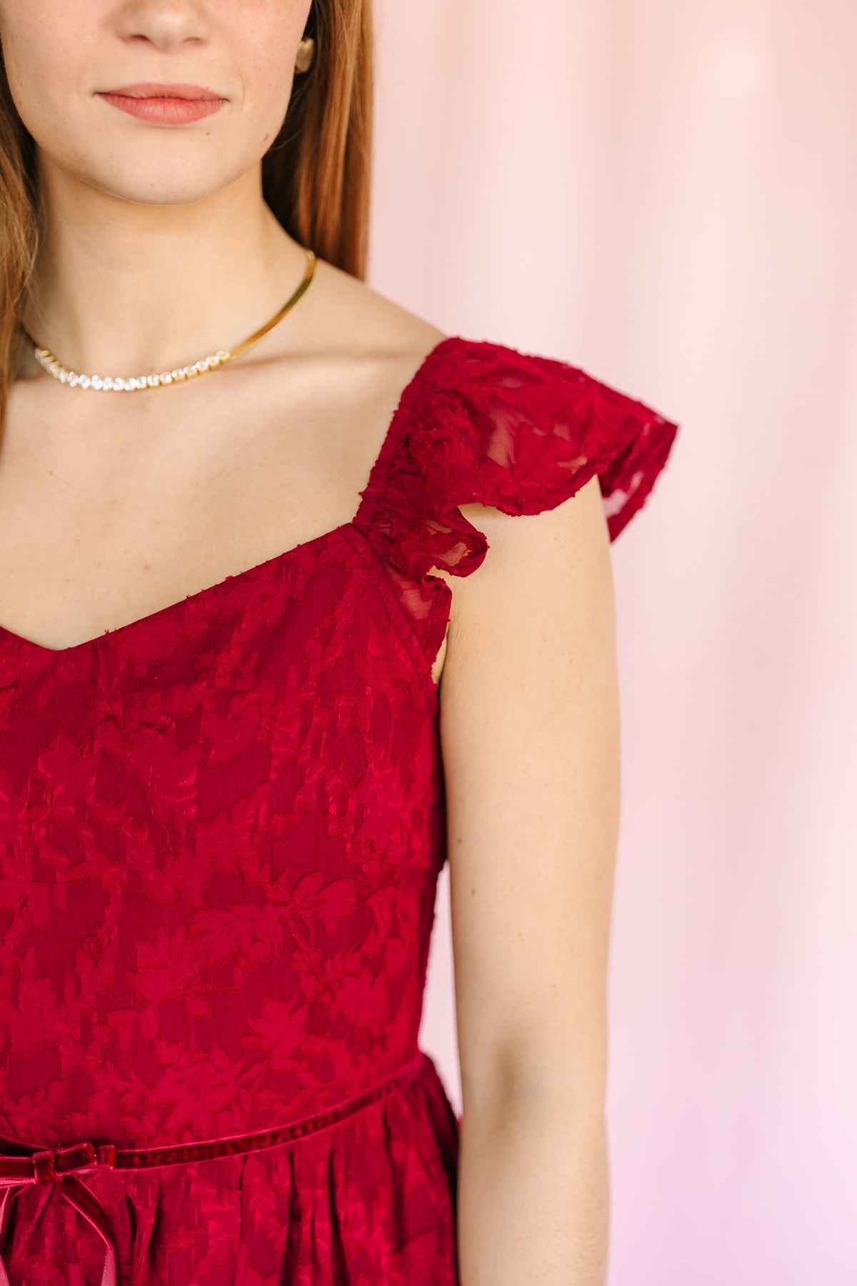 Ruby Velvet Waist Midi Dress