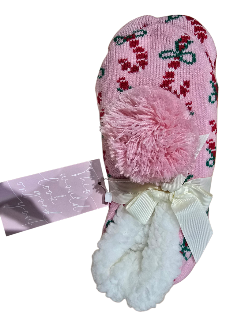 Pink Arya Candycane Slippers