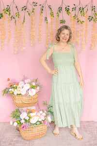 Green Gingham Midi Dress