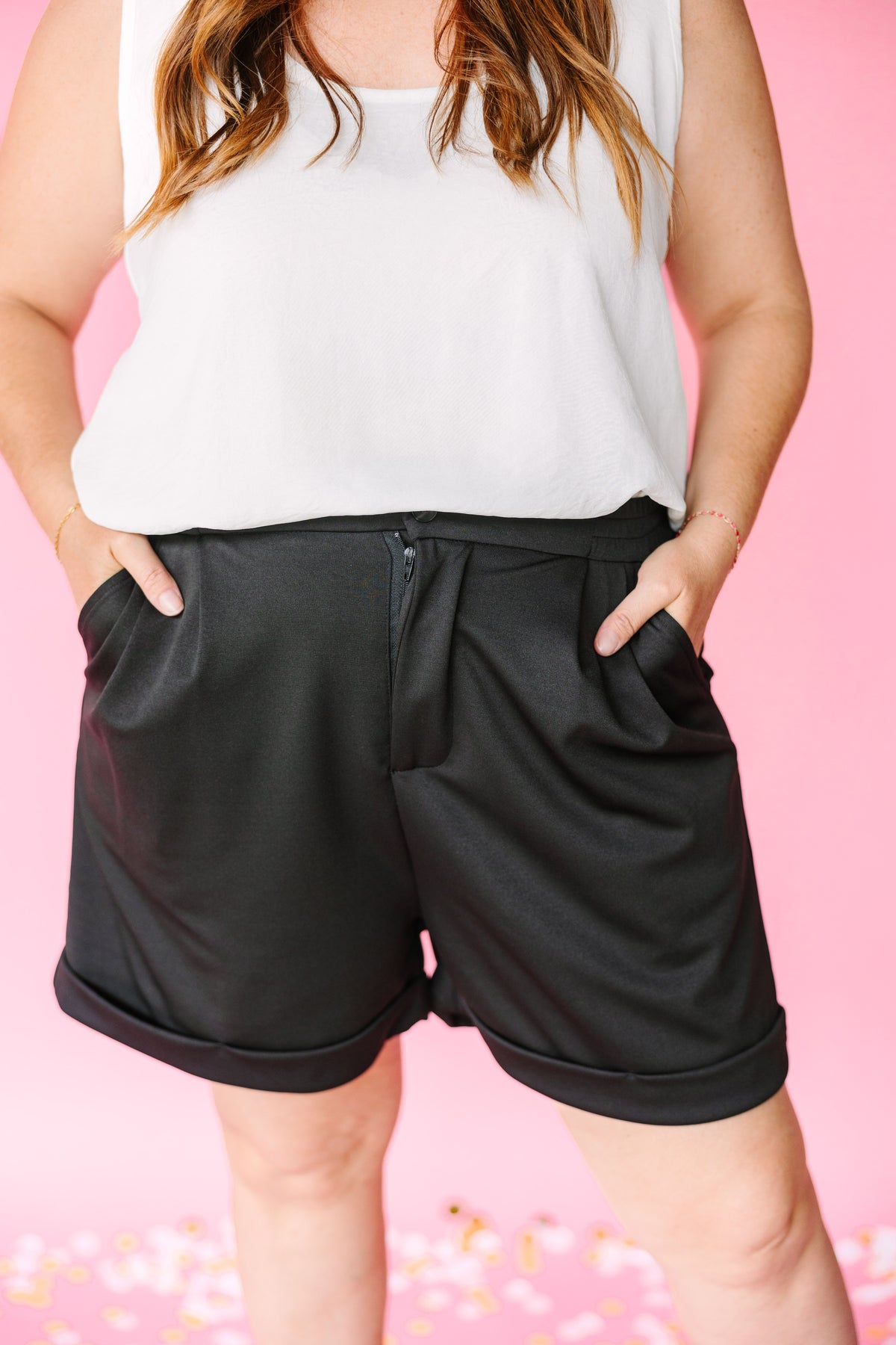 Black Button Shorts