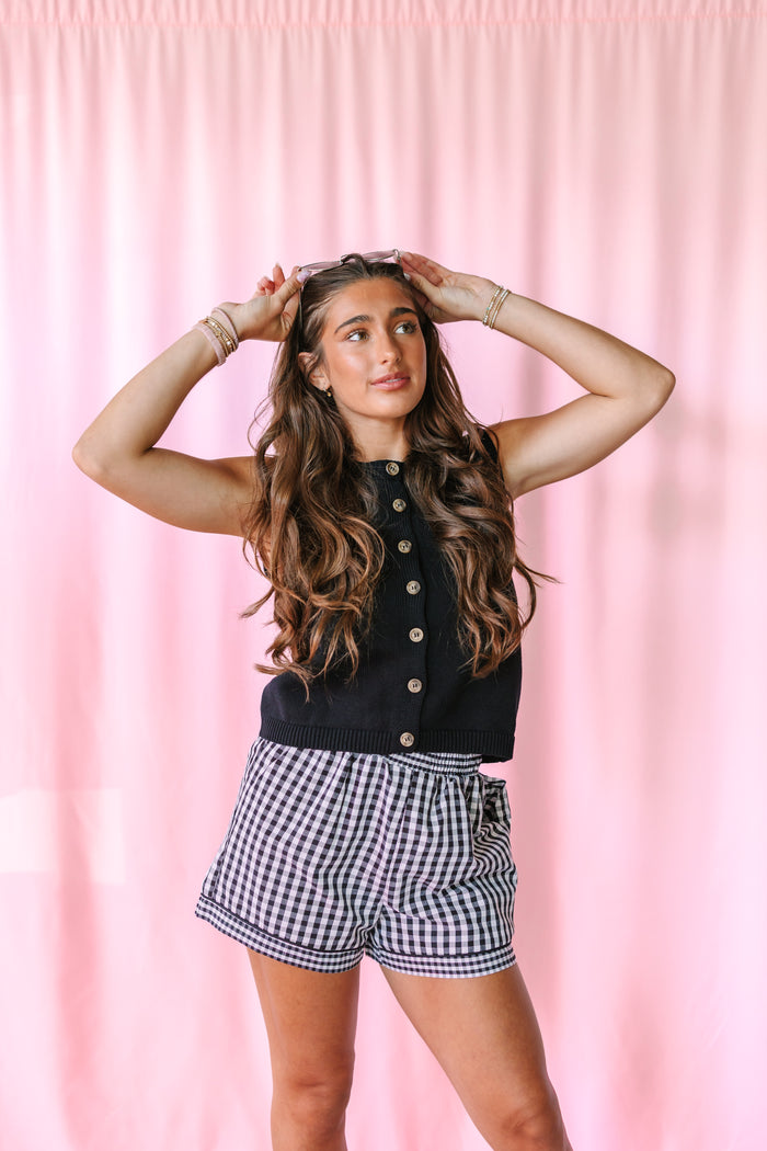 Black Gingham Shorts