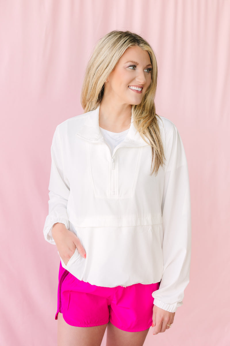 Crinkle Woven Active Pullover